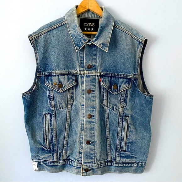 ICONS Objects of Devotion x Levi’s Reconstructed Denim Trucker Vest, Size M - Picture 1 of 16
